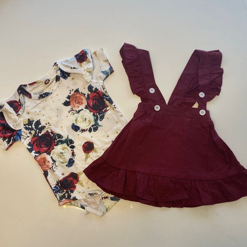 Burgundy dress with shirt